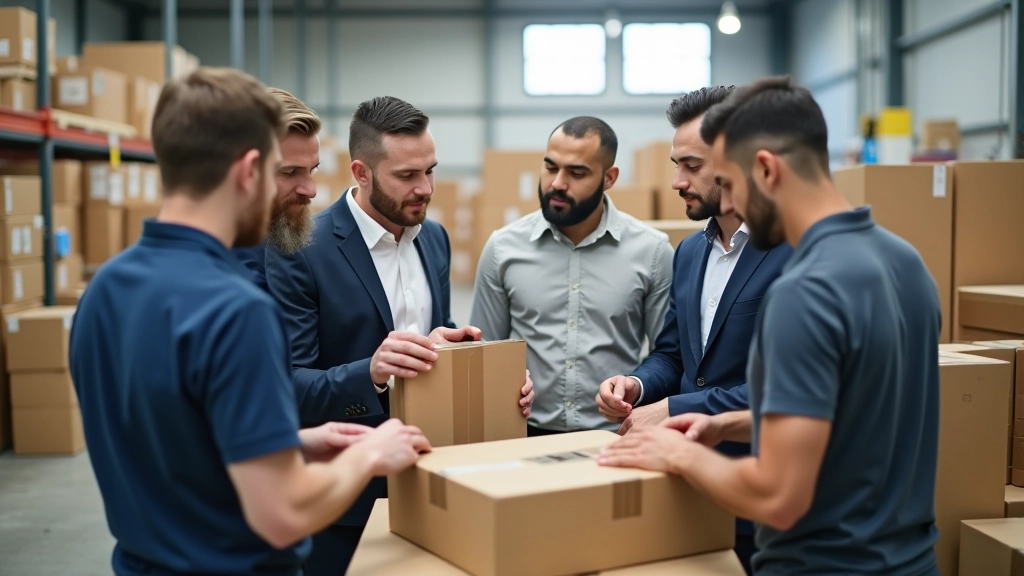 arkentrade Limited team collaborating on packaging solutions in our warehouse